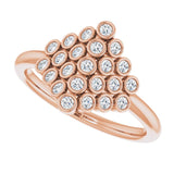 14K Gold Round Natural Diamond Bezel-Set Cluster Ring - Rose Gold - view 5