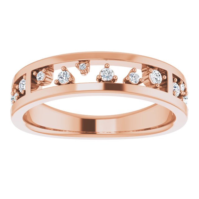 14K Gold Round Natural Diamond Stackable Negative Space Ring - Rose Gold - view 3