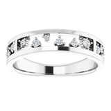 Platinum Round Natural Diamond Stackable Negative Space Ring - view 3