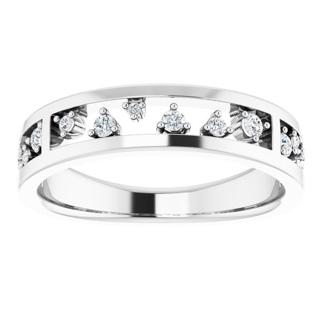 Platinum Round Natural Diamond Stackable Negative Space Ring - view 3
