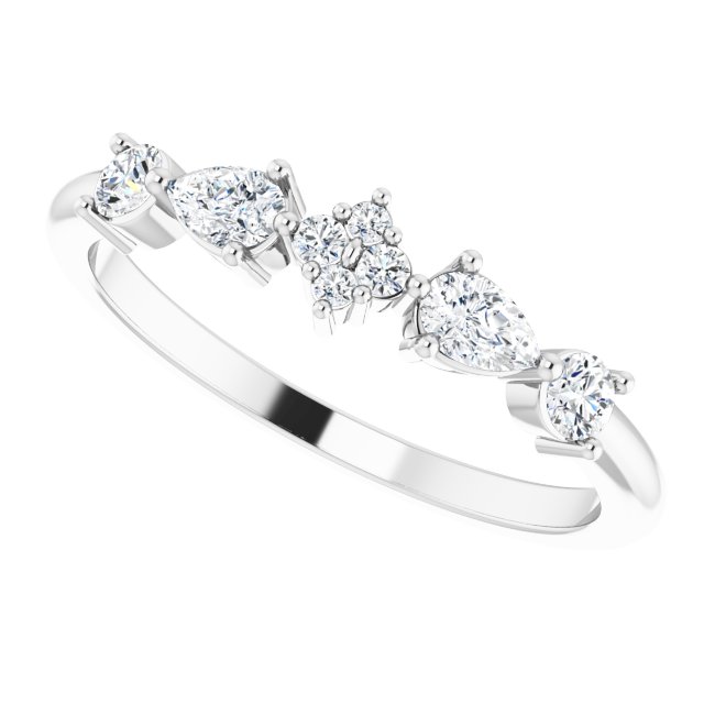 Platinum Pear Natural Diamond Stackable Ring - view 5
