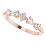 14K Gold Pear Natural Diamond Stackable Ring - Rose Gold - view 5