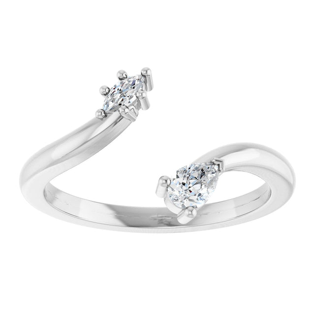 14K Gold Natural Diamond Negative Space Ring II - White Gold - view 3