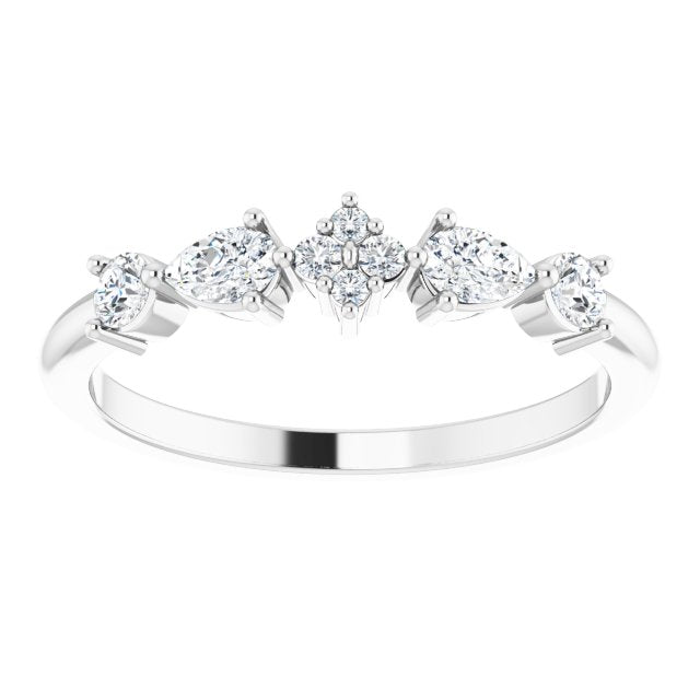 Platinum Pear Natural Diamond Stackable Ring - view 3