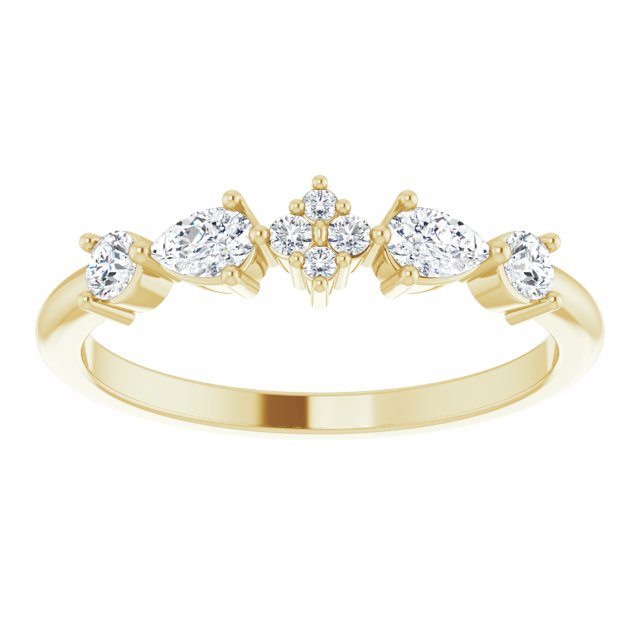 14K Gold Pear Natural Diamond Stackable Ring - Yellow Gold - view 3