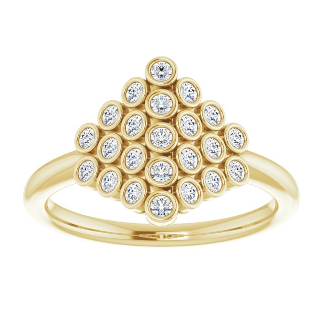 14K Gold Round Natural Diamond Bezel-Set Cluster Ring - Yellow Gold - view 3