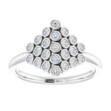 Platinum Round Natural Diamond Bezel-Set Cluster Ring - view 3