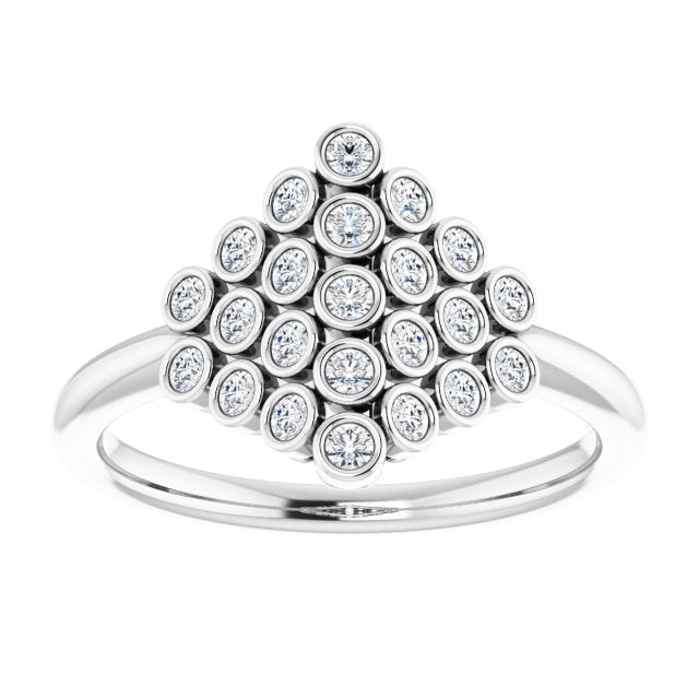 Platinum Round Natural Diamond Bezel-Set Cluster Ring - view 3