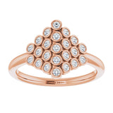 14K Gold Round Natural Diamond Bezel-Set Cluster Ring - Rose Gold - view 3