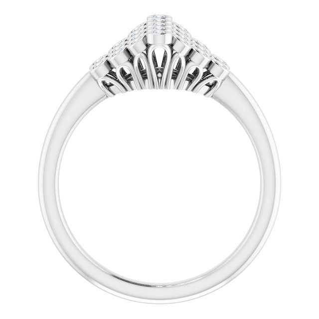 Platinum Round Natural Diamond Bezel-Set Cluster Ring - view 2