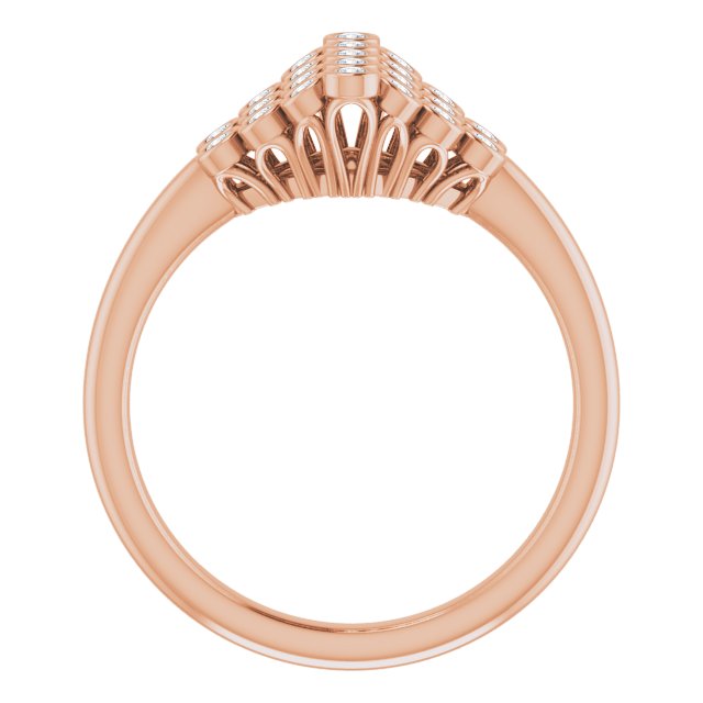 14K Gold Round Natural Diamond Bezel-Set Cluster Ring - Rose Gold - view 2