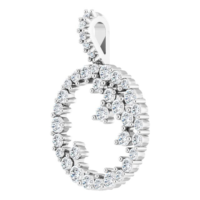 Platinum Scattered Circle Necklace or Pendant - view 2