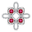 14K Gold Round Natural Ruby Clover Necklace or Pendant - White Gold