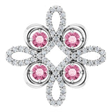 Platinum Round Natural Pink Tourmaline Clover Necklace or Pendant