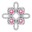 14K Gold Round Natural Pink Tourmaline Clover Necklace or Pendant - White Gold