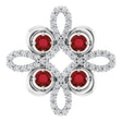 Platinum Round Natural Mozambique Garnet Clover Necklace or Pendant