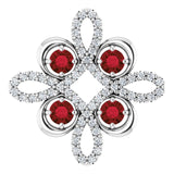Platinum Round Natural Mozambique Garnet Clover Necklace or Pendant