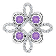 Platinum Round Natural Amethyst Clover Necklace or Pendant