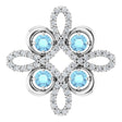 14K Gold Round Natural Aquamarine Clover Necklace or Pendant - White Gold