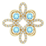 14K Gold Round Natural Aquamarine Clover Necklace or Pendant - Yellow Gold