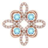 14K Gold Round Natural Aquamarine Clover Necklace or Pendant - Rose Gold