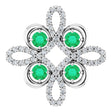 Platinum Round Natural Emerald Clover Necklace or Pendant