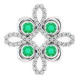 Platinum Round Natural Emerald Clover Necklace or Pendant