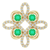14K Gold Round Natural Emerald Clover Necklace or Pendant - Yellow Gold