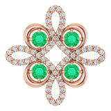 14K Gold Round Natural Emerald Clover Necklace or Pendant - Rose Gold