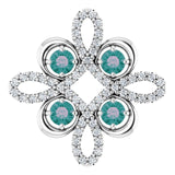 14K Gold Round Natural Alexandrite Clover Necklace or Pendant - White Gold