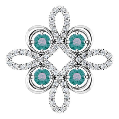 Platinum Round Natural Alexandrite Clover Necklace or Pendant