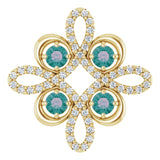 14K Gold Round Natural Alexandrite Clover Necklace or Pendant - Yellow Gold