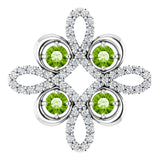 Platinum Round Natural Peridot Clover Necklace or Pendant