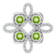 14K Gold Round Natural Peridot Clover Necklace or Pendant - White Gold