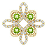 14K Gold Round Natural Peridot Clover Necklace or Pendant - Yellow Gold