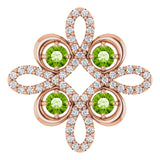 14K Gold Round Natural Peridot Clover Necklace or Pendant - Rose Gold