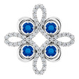 14K Gold Round Natural Blue Sapphire Clover Necklace or Pendant - White Gold