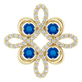 14K Gold Round Natural Blue Sapphire Clover Necklace or Pendant - Yellow Gold