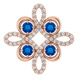 14K Gold Round Natural Blue Sapphire Clover Necklace or Pendant - Rose Gold