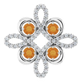 14K Gold Round Natural Citrine Clover Necklace or Pendant - White Gold