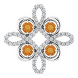 Platinum Round Natural Citrine Clover Necklace or Pendant