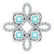 Platinum Round Natural Blue Zircon Clover Necklace or Pendant
