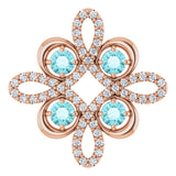 14K Gold Round Natural Blue Zircon Clover Necklace or Pendant - Rose Gold