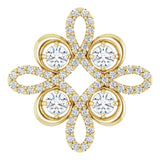 14K Gold Round Natural Diamond Clover Necklace or Pendant - Yellow Gold