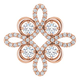 14K Gold Round Natural Diamond Clover Necklace or Pendant - Rose Gold