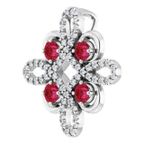 Platinum Round Natural Ruby Clover Necklace or Pendant - view 2