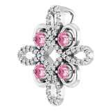 Platinum Round Natural Pink Tourmaline Clover Necklace or Pendant - view 2