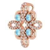 14K Gold Round Natural Aquamarine Clover Necklace or Pendant - Rose Gold - view 2