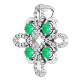 Platinum Round Natural Emerald Clover Necklace or Pendant - view 2