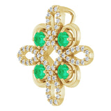 14K Gold Round Natural Emerald Clover Necklace or Pendant - Yellow Gold - view 2